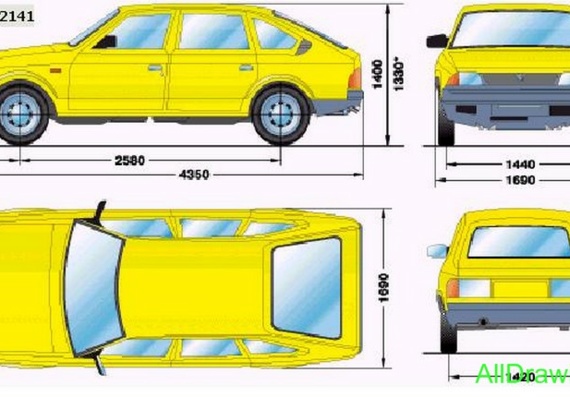 Moskvich 2141- drawings (drawings) of the car